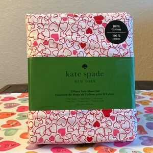 Kate Spade Red and Pink Heart Twin Sheet Set